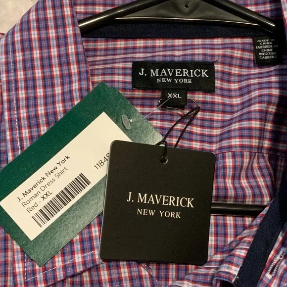 Men's Red and Blue Long Sleeve Checkered Button-Down Shirt - Picture 3 of 5